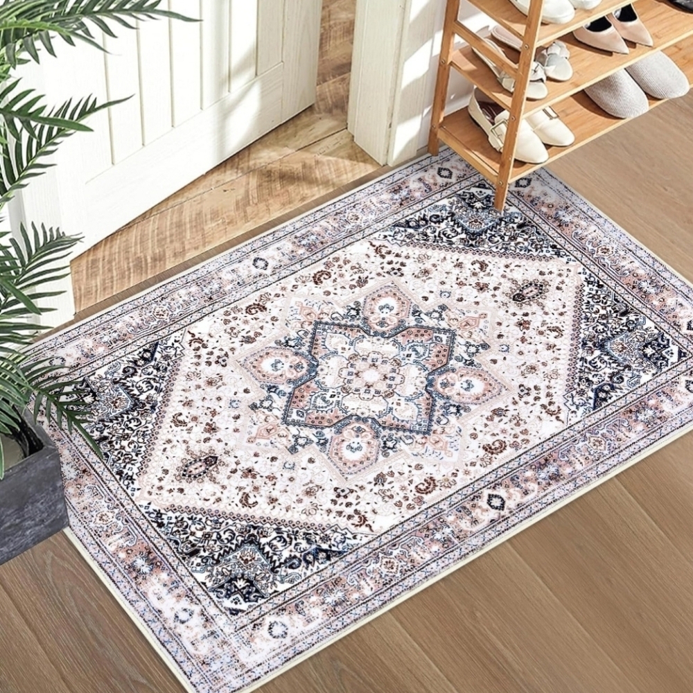 New with tags! Decorative medallion blue and mauve 2 x 3 Area Accent Rug